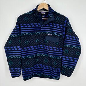 Patagonia Men’s Synchilla Snap T Fleece Pullover Jacket Tribal Aztec Blue/Green